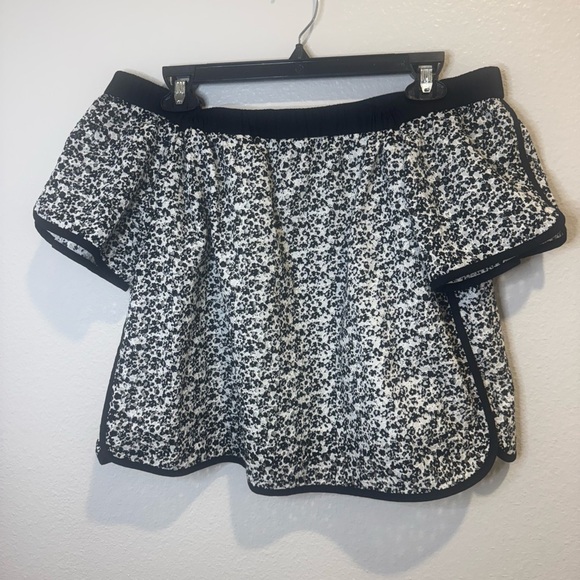 Rag & Bone Flavia Floral Print Off The Shoulder Eyelet Top Black White Size S - Picture 3 of 9